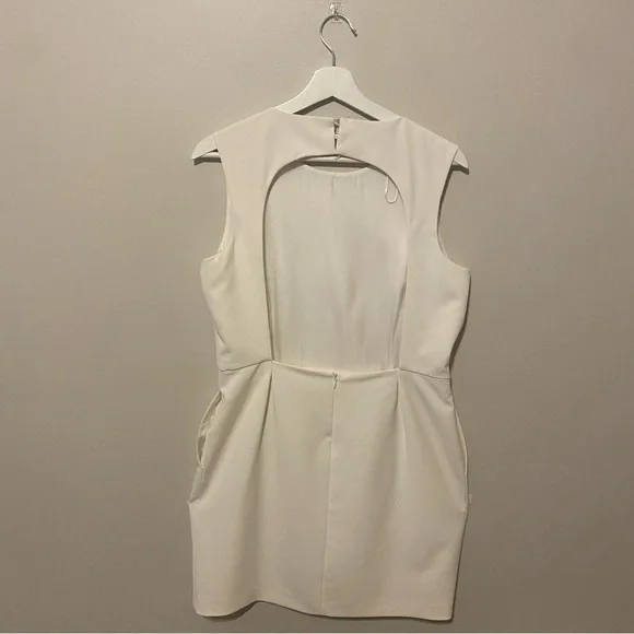 Zara Cream Sheath Dress Size L Elegant Minimalist Cocktail Evening - Picture 2 of 7